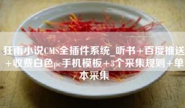 狂雨小说CMS全插件系统_听书+百度推送+收费白色pc手机模板+3个采集规则+单本采集