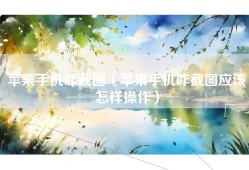 苹果手机咋截图（苹果手机咋截图应该怎样操作）