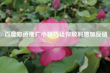 百度知道推广小技巧让你顺利增加反链
