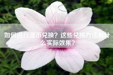 如何进行澳币兑换？这些兑换方法有什么实际效果？